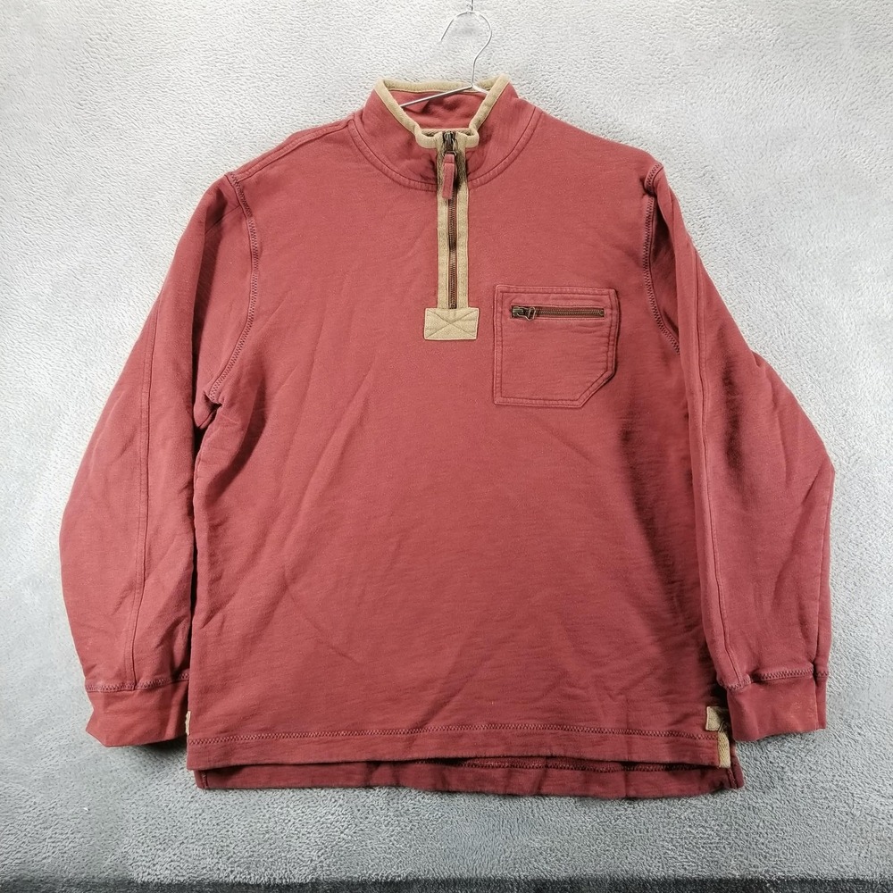 Territory Ahead Sweater Mens Large‎ Red Quarter Zip Pullover Zip Pocket